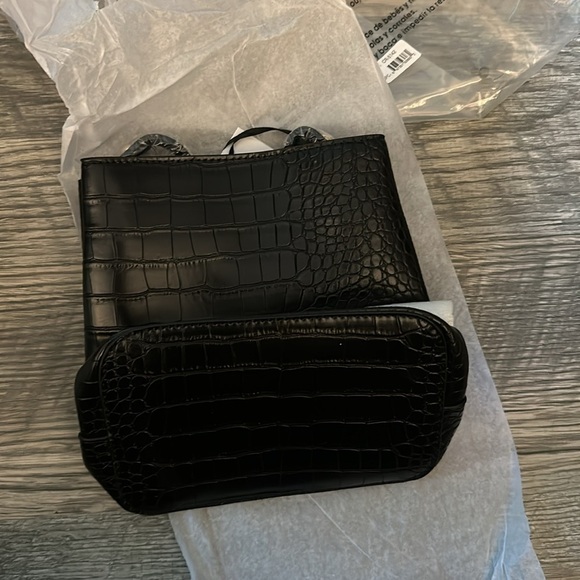 AOTA NWT Elena Vegan croc print crossbody bag‎ black - Picture 12 of 12
